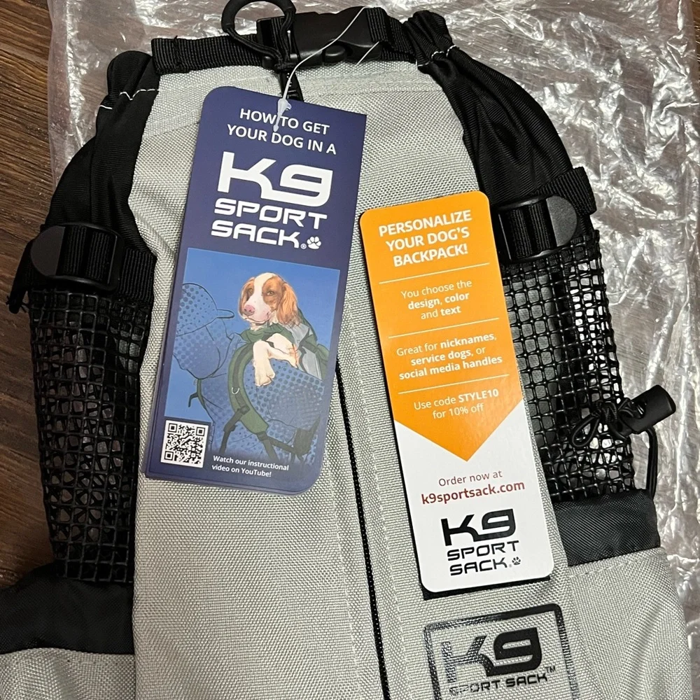 K9 Sport Sack Dog Backpack in Black and Gray XS (NWT)
